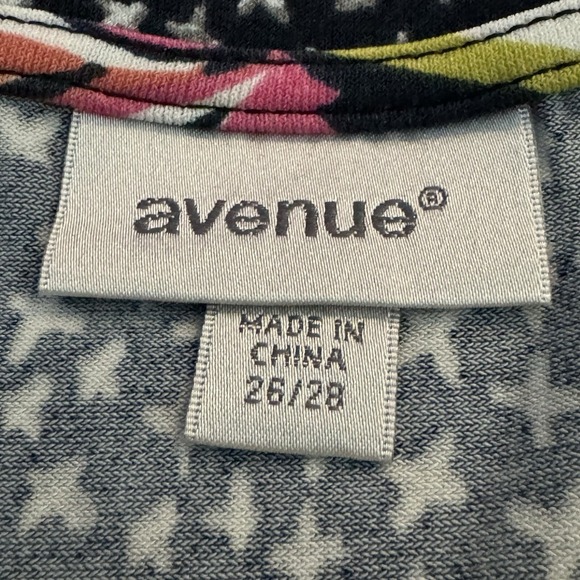 Avenue 26 28 3X Shirt Top Navy Blue Floral Flower Scoop Neck Sleeveless Stretch - Picture 5 of 7